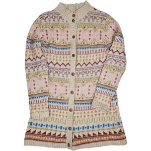 Sundance Wool Blend Fair Isle Cardigan Sweater Size Small Knit Long Sleeve